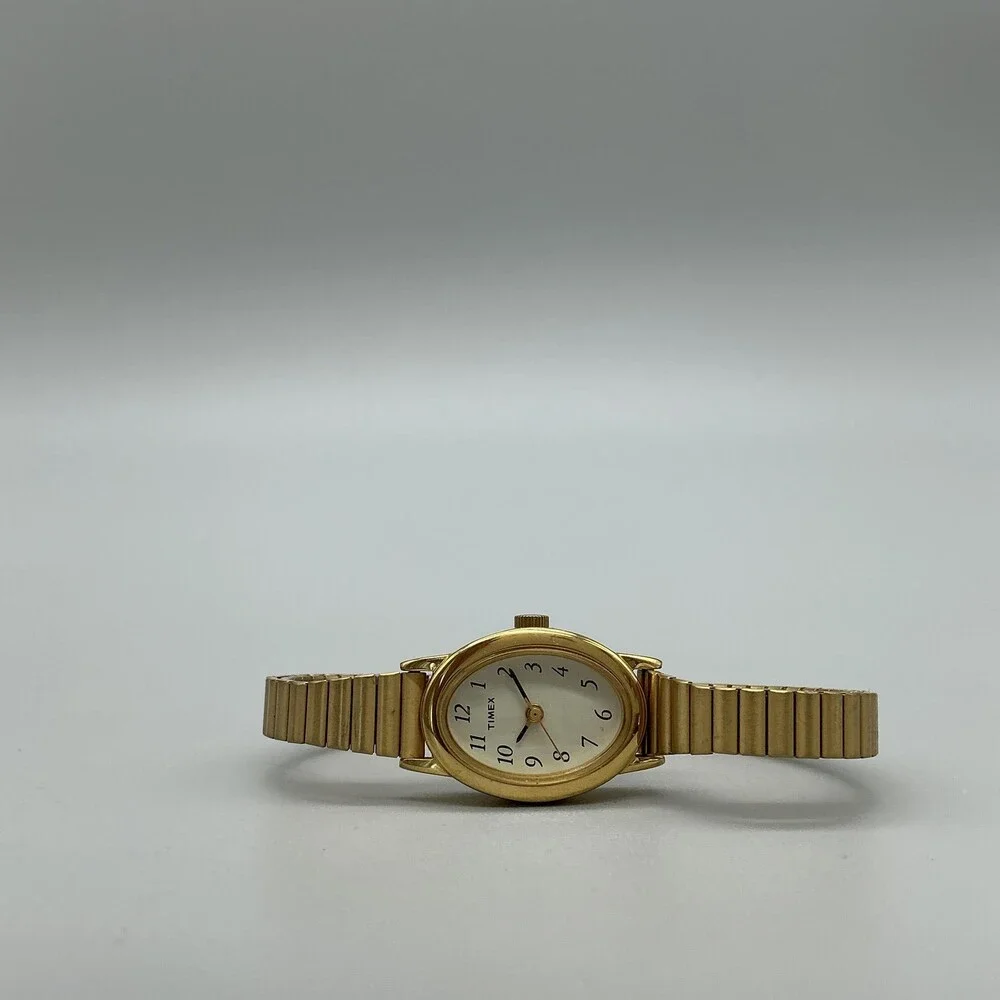 Timex Cavatina T21872 Womens Watch 18mm Gold Tone Oval Dial Stretch New Battery